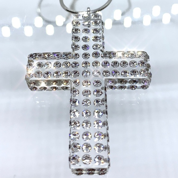 Acrylic Crystal Cross Necklace Embellished With Genuine“Crystal Stone Elements” - Picture 12 of 13
